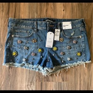 NWT Express Embellished Denim Shorts